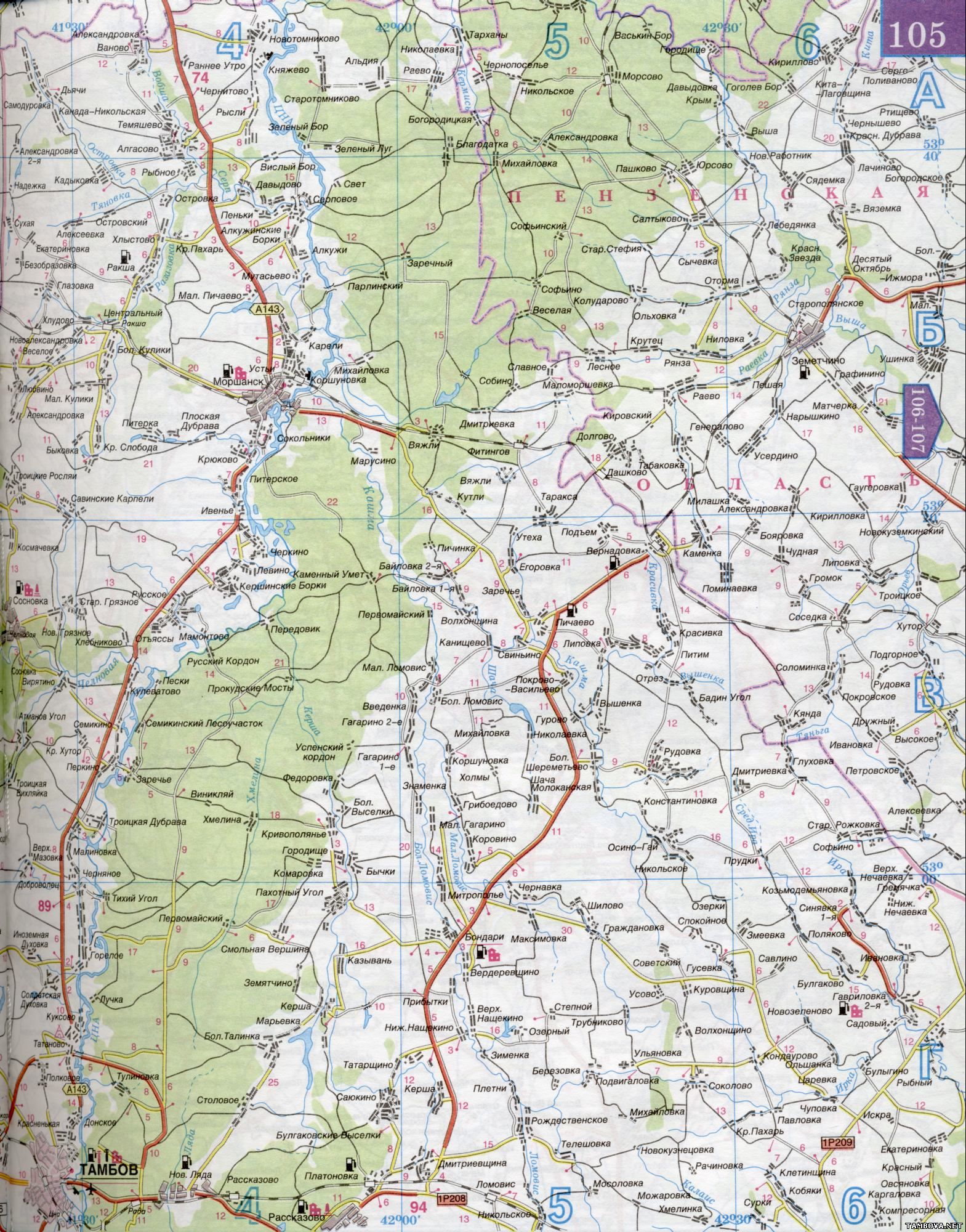 топографическая карта тамбова 1